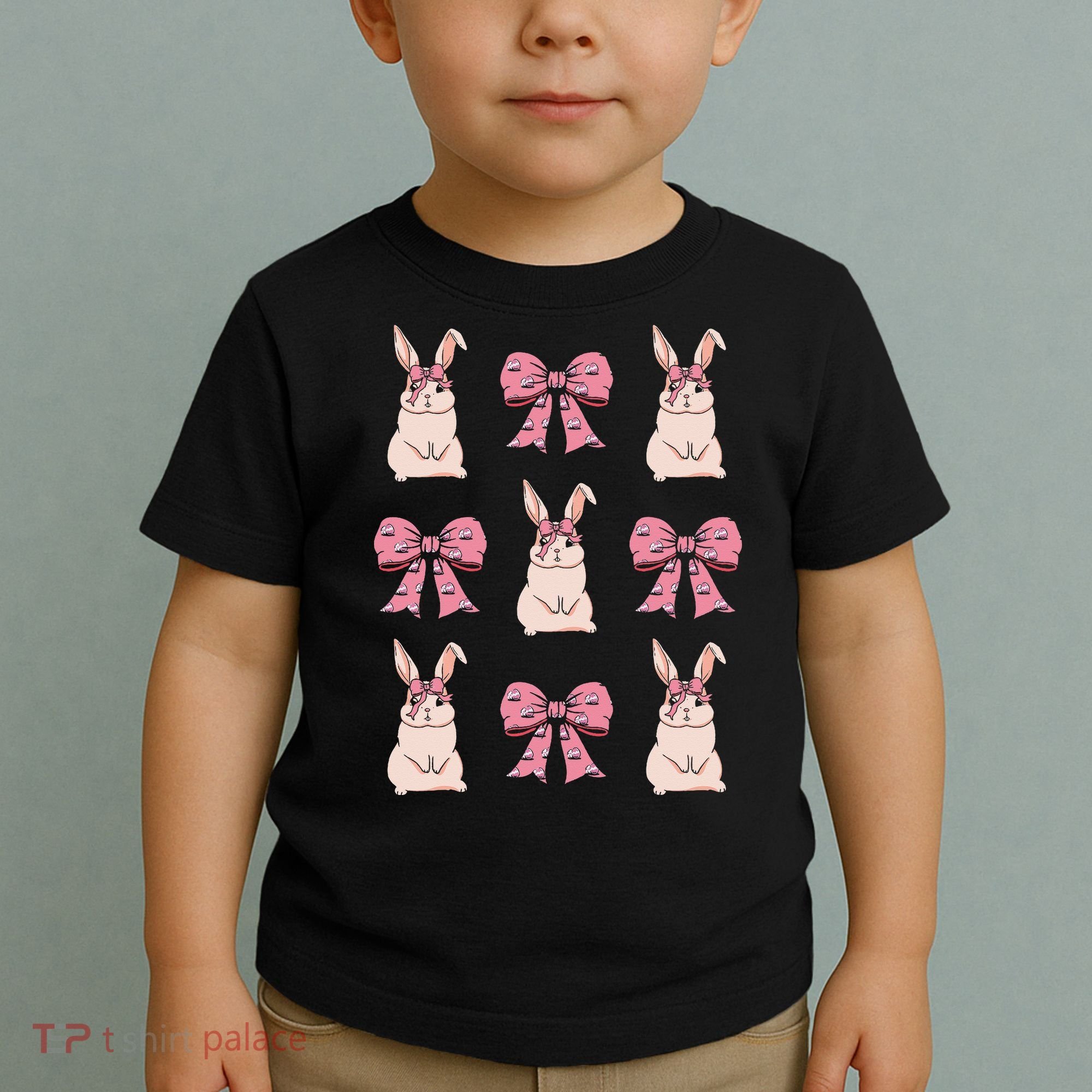 Easter Bunny Coquette Bow Ribbon Rabbit Lover Gift Toddler T-Shirt