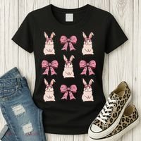 Easter Bunny Coquette Bow Ribbon Rabbit Lover Gift Women's T-Shirt thumb 3