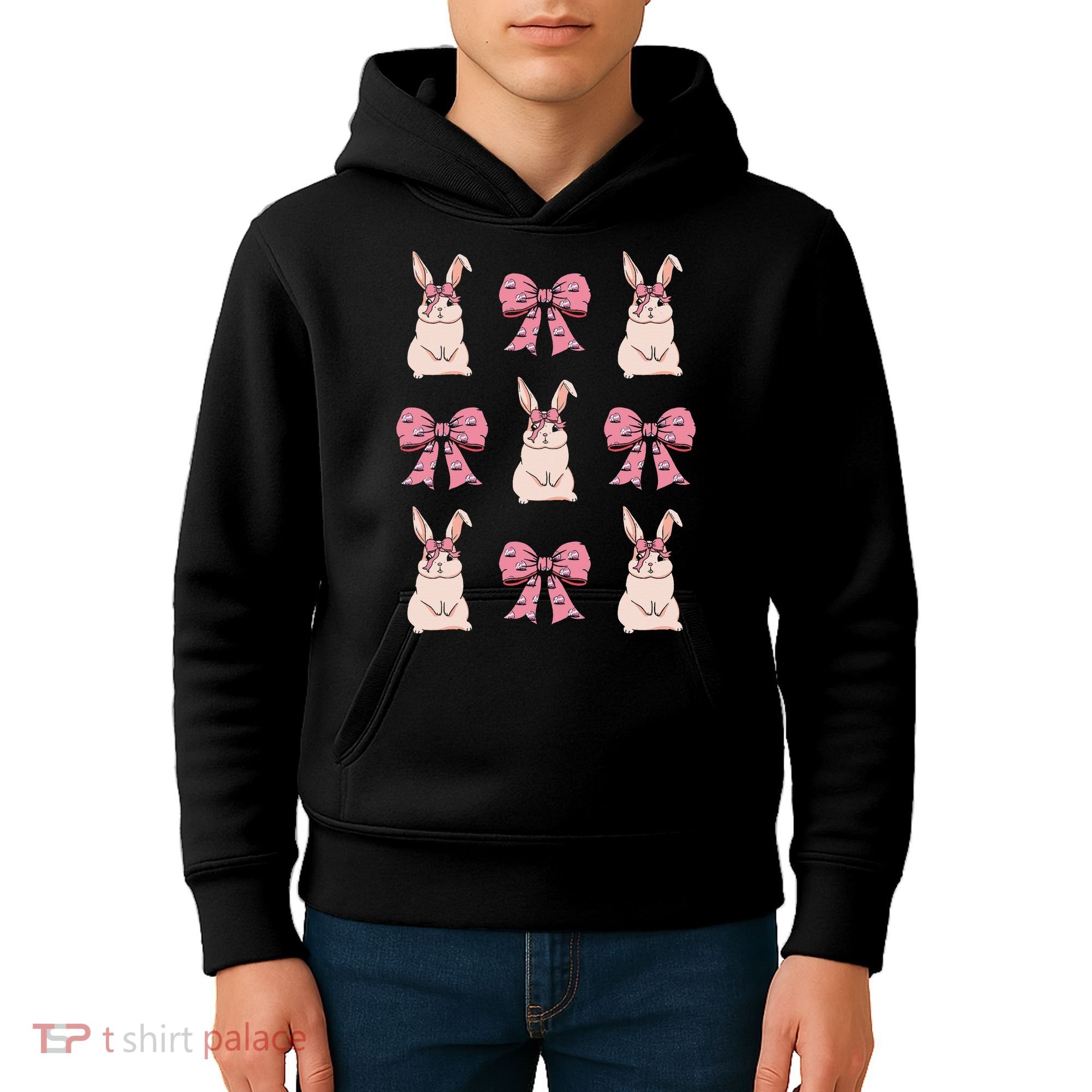 Easter Bunny Coquette Bow Ribbon Rabbit Lover Gift Kids Hoodie