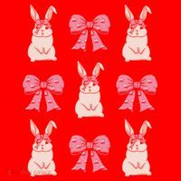 Easter Bunny Coquette Bow Ribbon Rabbit Lover Gift Santa Hat thumb 1