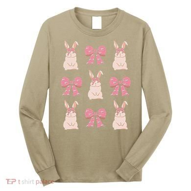 Easter Bunny Coquette Bow Ribbon Rabbit Lover Gift Long Sleeve Shirt