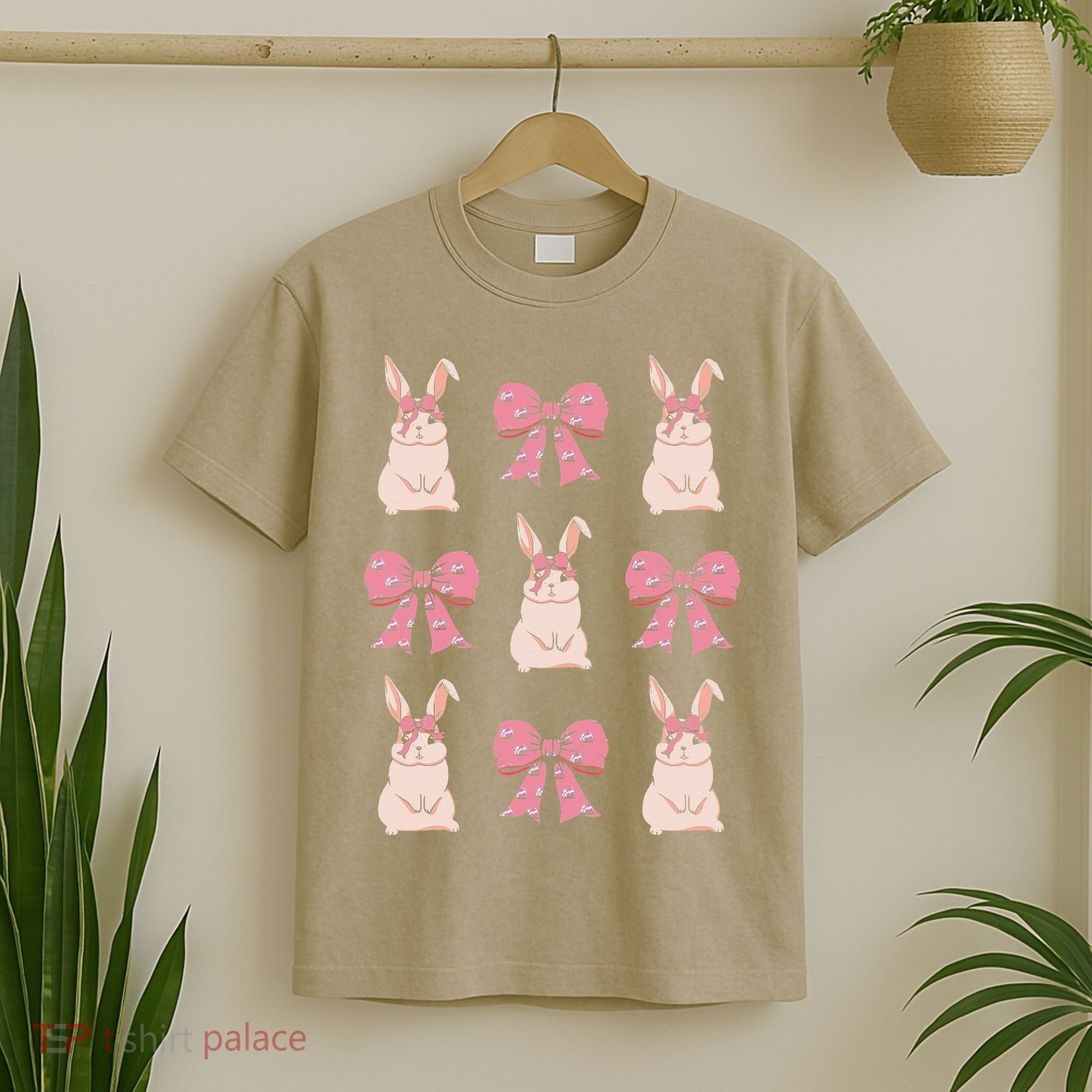 Easter Bunny Coquette Bow Ribbon Rabbit Lover Gift T-Shirt