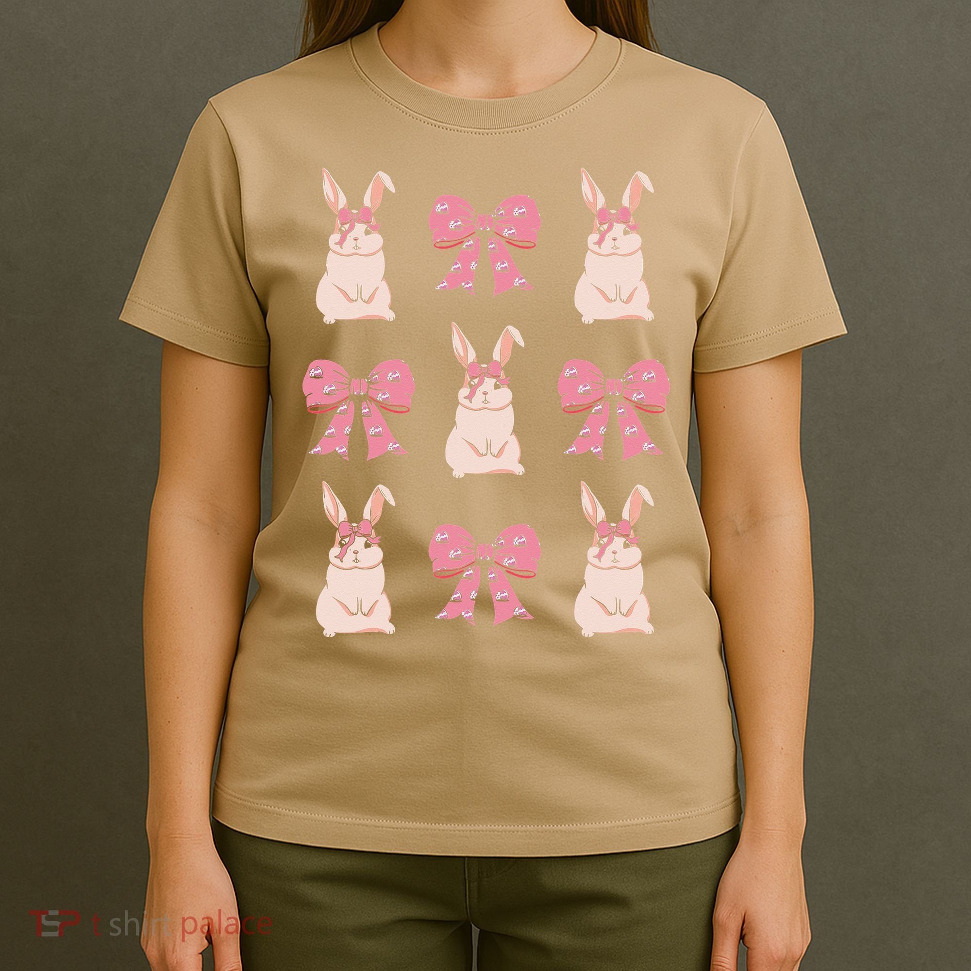 Easter Bunny Coquette Bow Ribbon Rabbit Lover Gift T-Shirt
