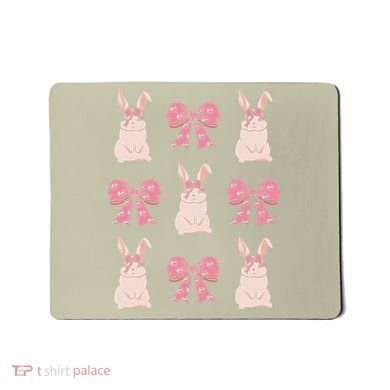 Easter Bunny Coquette Bow Ribbon Rabbit Lover Gift Mousepad
