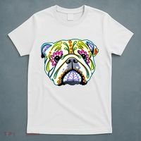 English Bulldog Cute Gift Day Of The Dead Sugar Skull Dog Gift T-Shirt thumb 5