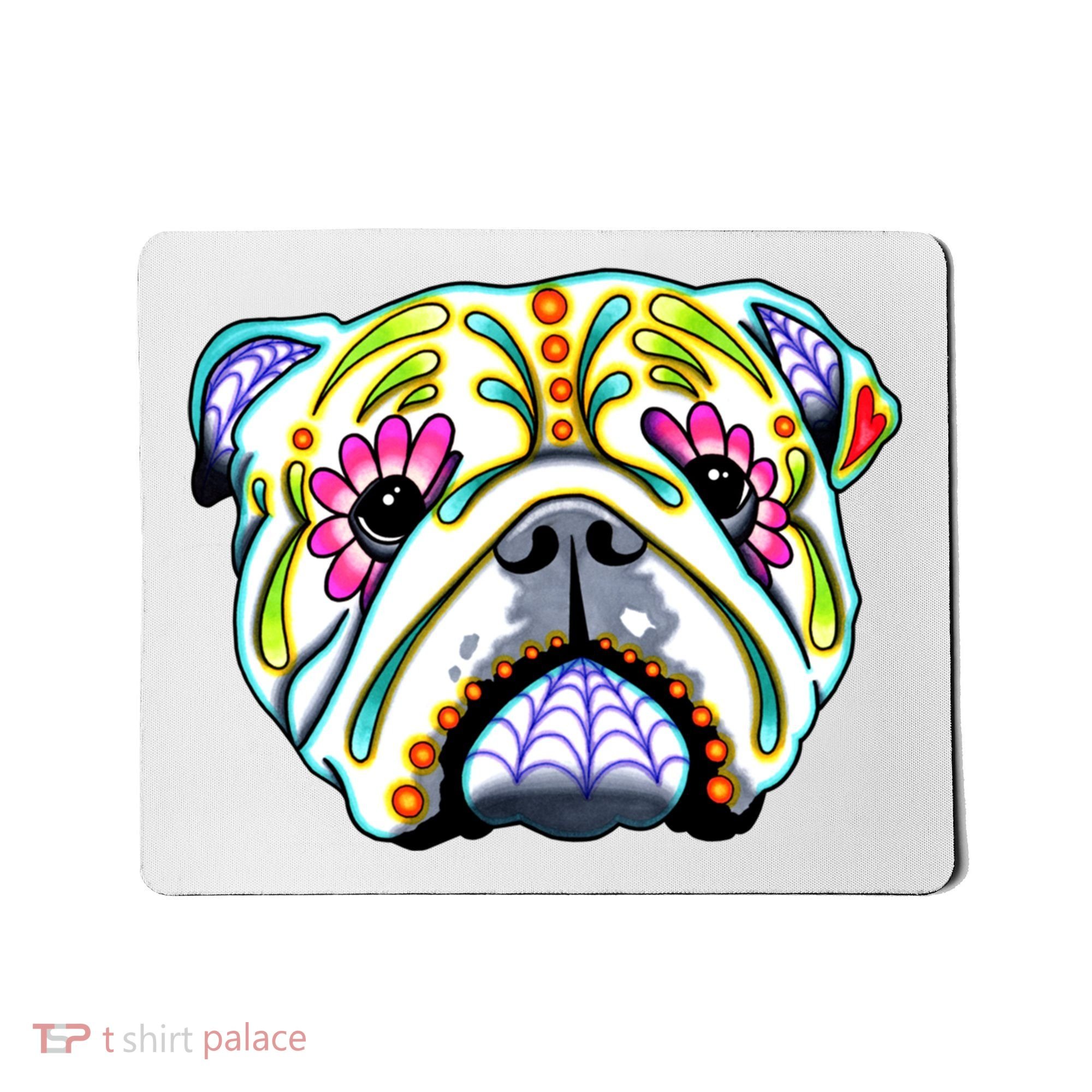English Bulldog Cute Gift Day Of The Dead Sugar Skull Dog Gift Mousepad