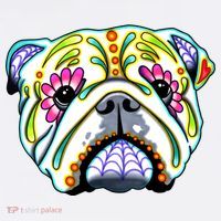 English Bulldog Cute Gift Day Of The Dead Sugar Skull Dog Gift Mousepad thumb 1