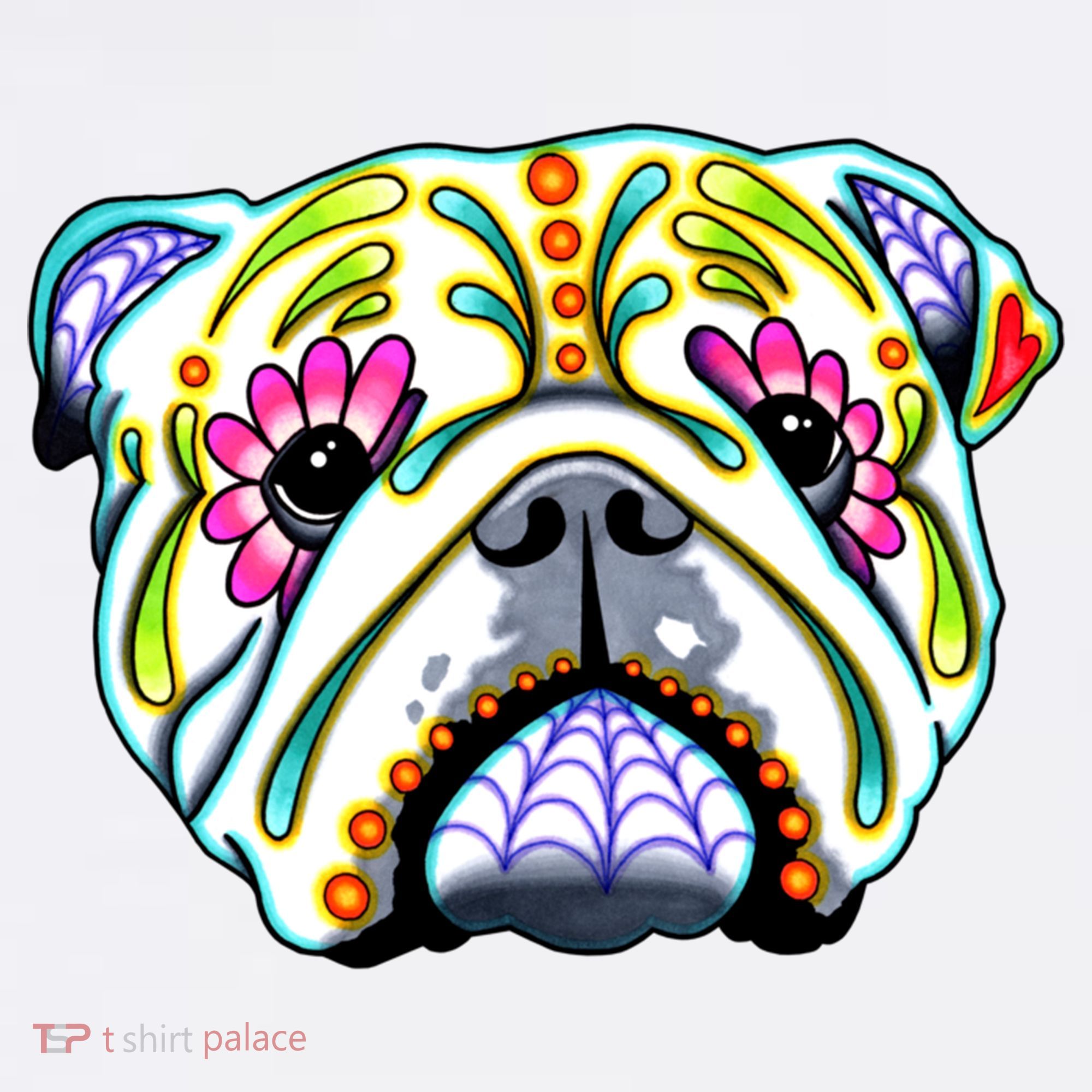 English Bulldog Cute Gift Day Of The Dead Sugar Skull Dog Gift Mousepad
