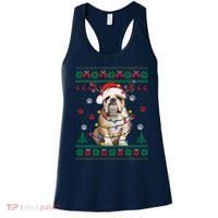 English Bulldog Christmas Lights Santa Dog Lover Ugly Sweater Women's Tank Top thumb 0
