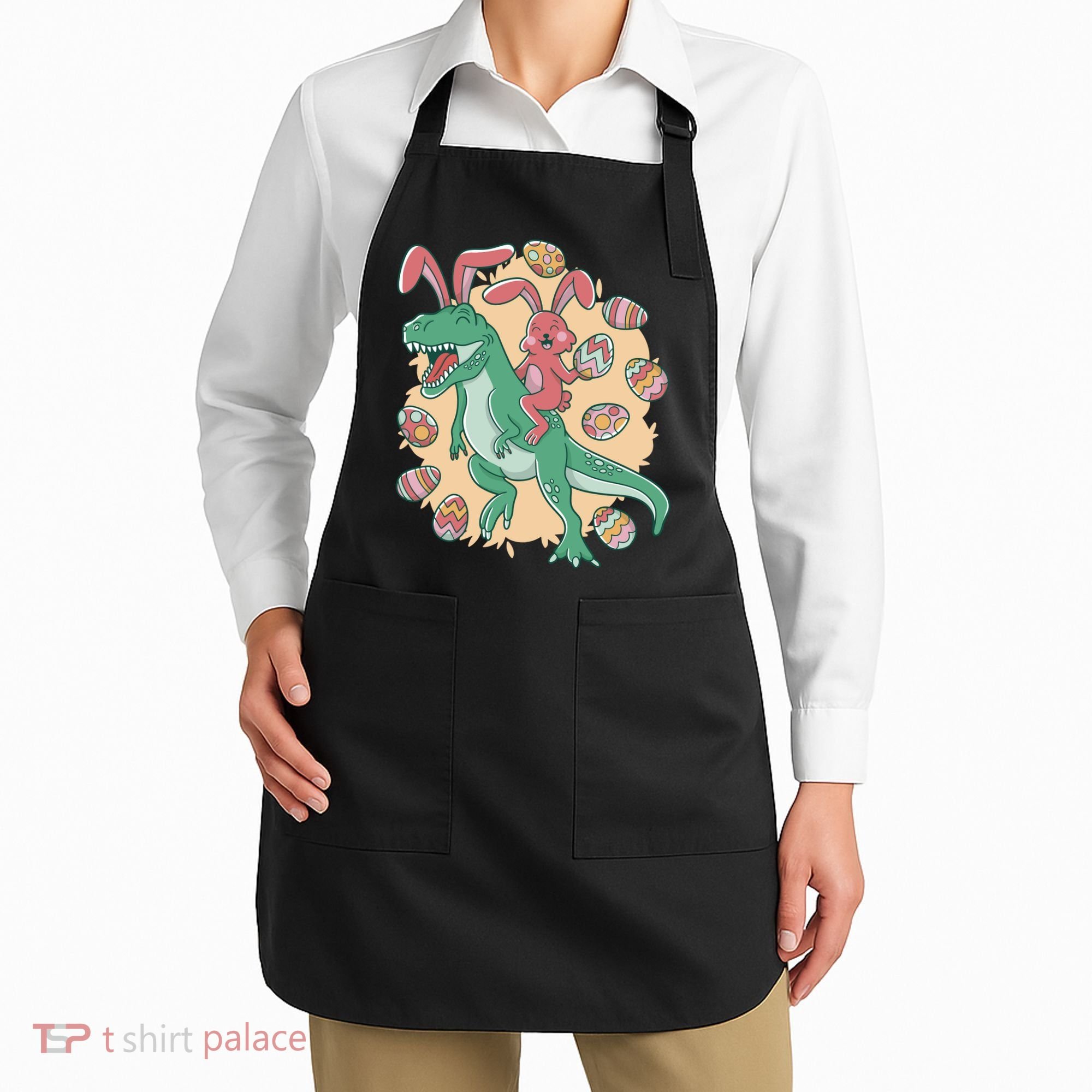 Easter Bunny Dinosaur Festive Holiday Apron