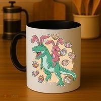 Easter Bunny Dinosaur Festive Holiday Coffee Mug thumb 4