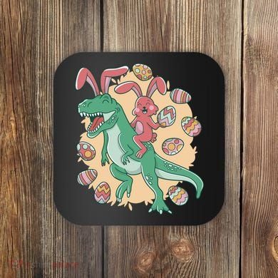 Easter Bunny Dinosaur Festive Holiday Coaster