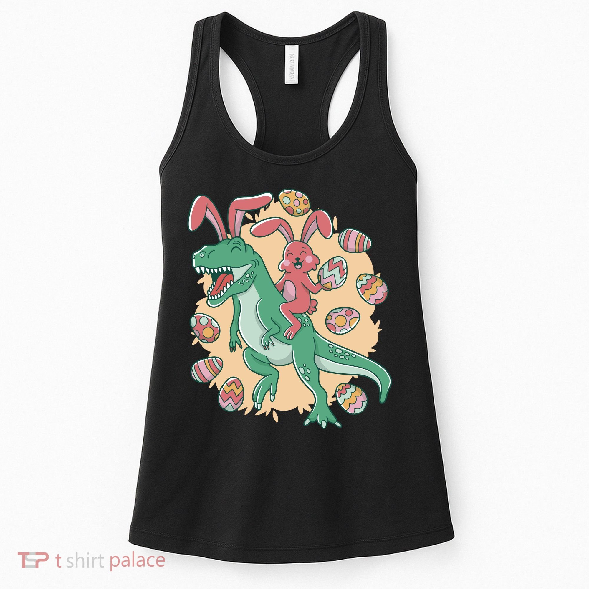 Easter Bunny Dinosaur Festive Holiday Women's Tank Top