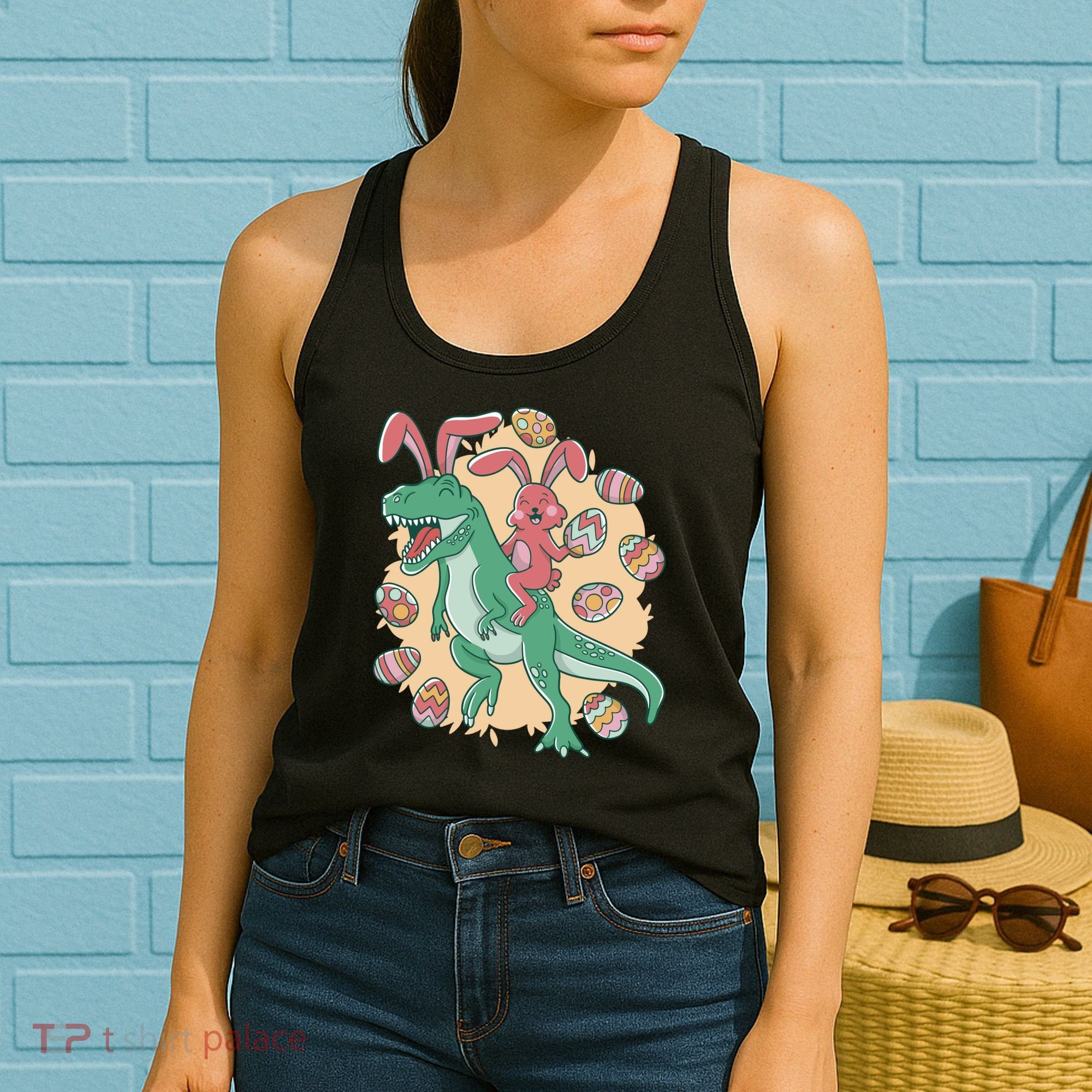 Easter Bunny Dinosaur Festive Holiday Women's Tank Top