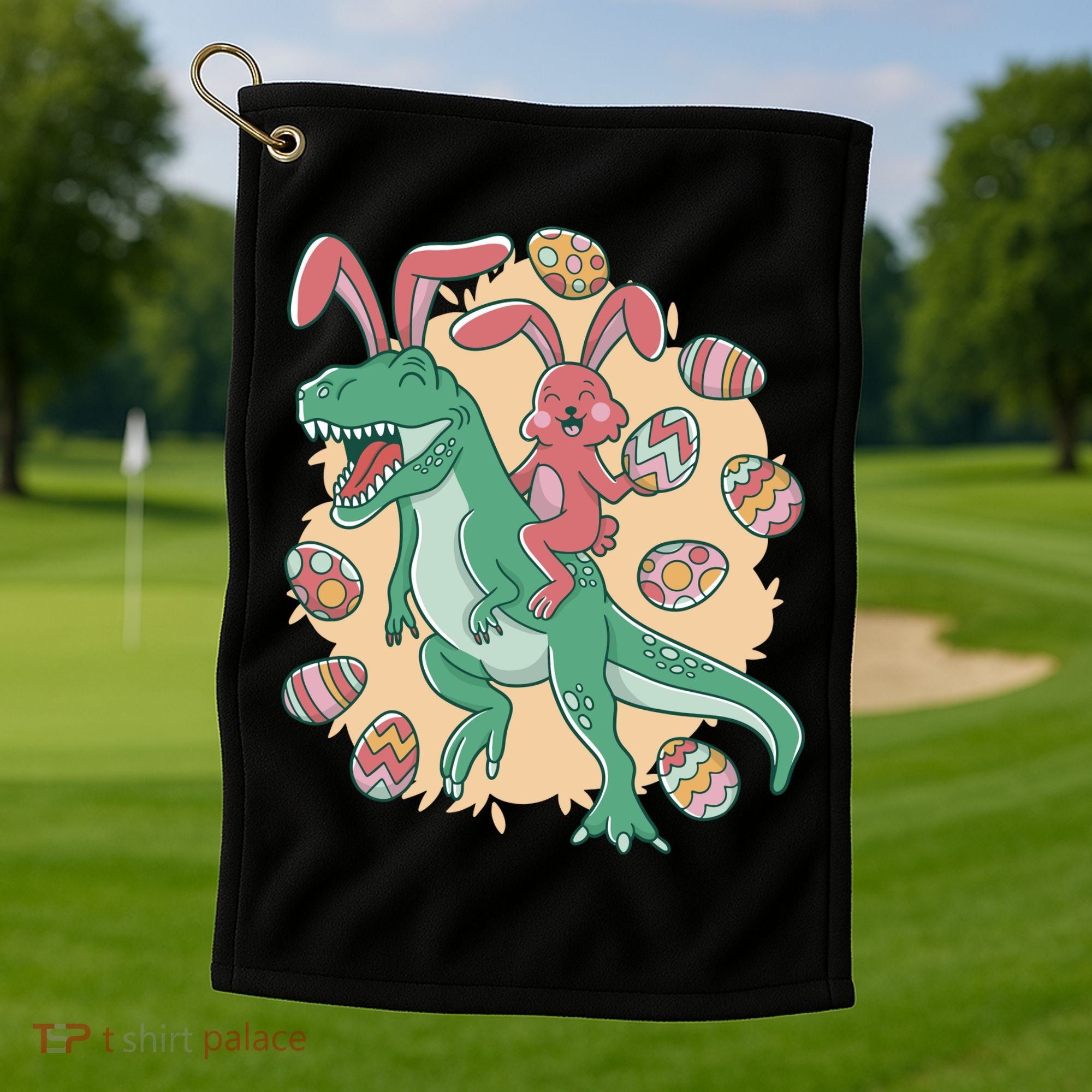 Easter Bunny Dinosaur Festive Holiday Golf Towel
