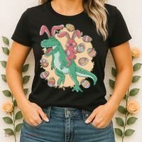 Easter Bunny Dinosaur Festive Holiday Women's T-Shirt thumb 2