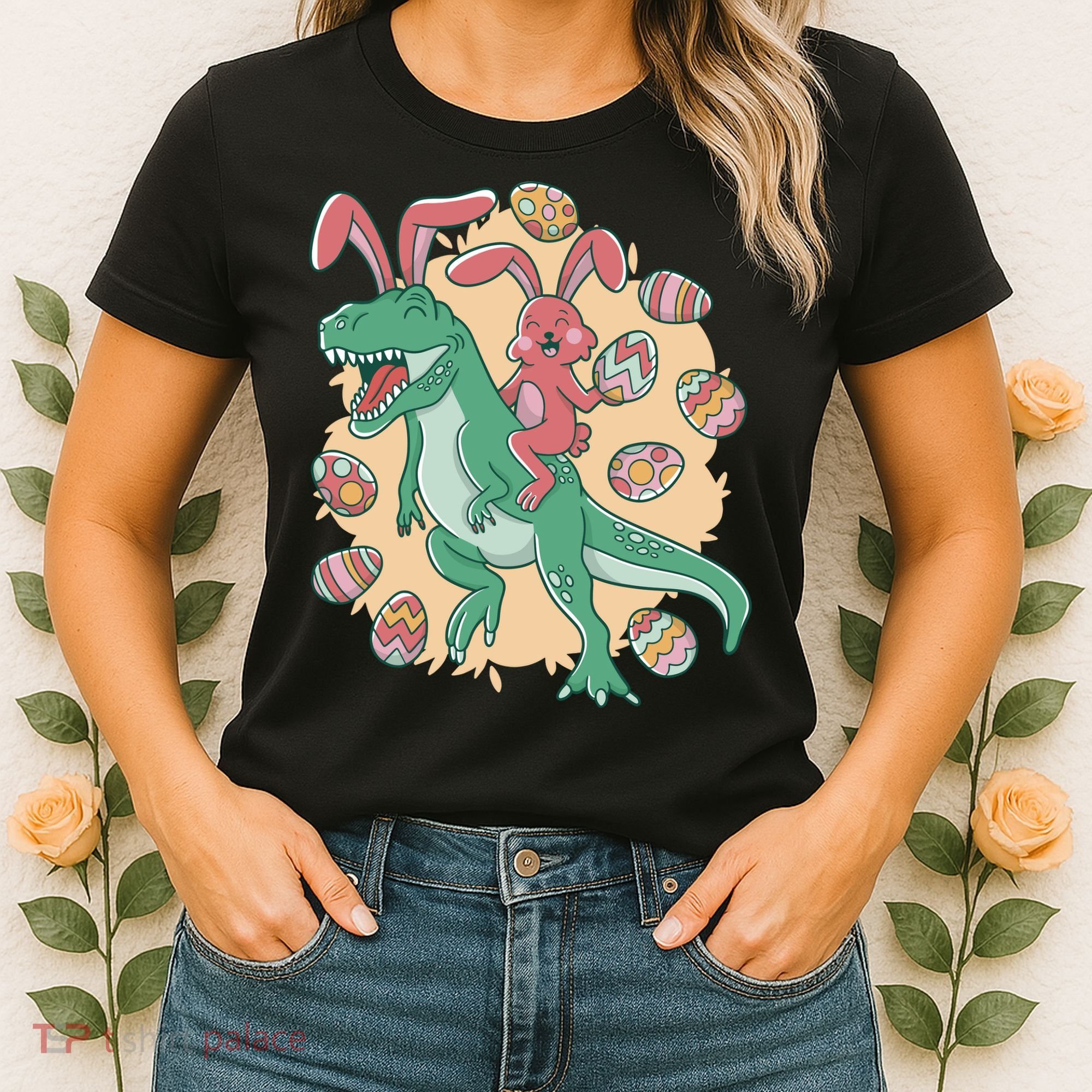 Easter Bunny Dinosaur Festive Holiday Women's T-Shirt