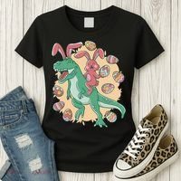 Easter Bunny Dinosaur Festive Holiday Women's T-Shirt thumb 3