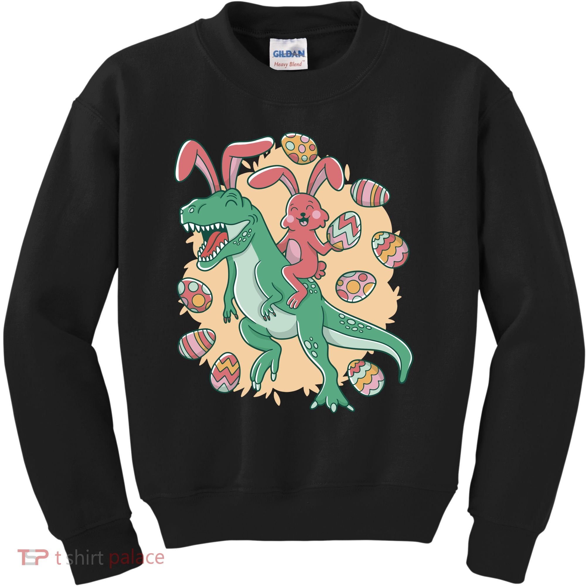 Easter Bunny Dinosaur Festive Holiday Kids Sweatshirt