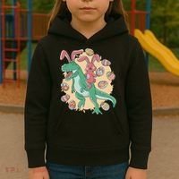 Easter Bunny Dinosaur Festive Holiday Kids Hoodie thumb 3
