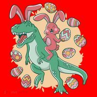 Easter Bunny Dinosaur Festive Holiday Santa Hat thumb 1