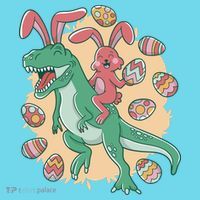 Easter Bunny Dinosaur Festive Holiday Kids Long Sleeve Shirt thumb 2