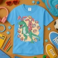 Easter Bunny Dinosaur Festive Holiday Kids T-Shirt thumb 3