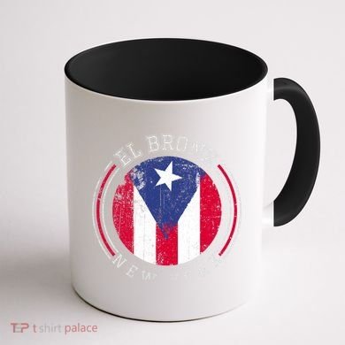 El Bronx Design Gift Puerto Rico Boricua Bandera Flag Varsity Gift Coffee Mug back