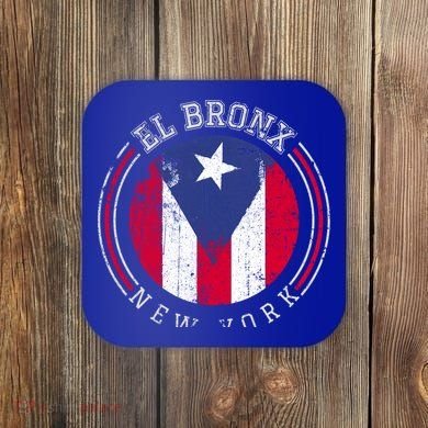 El Bronx Design Gift Puerto Rico Boricua Bandera Flag Varsity Gift Coaster