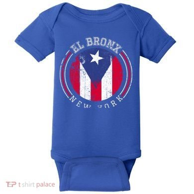 El Bronx Design Gift Puerto Rico Boricua Bandera Flag Varsity Gift Baby Bodysuit