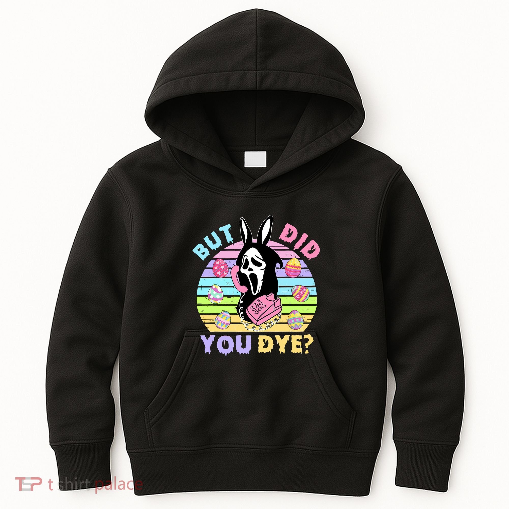 Easter But Did You Dye Easter Day Horror Bunny Ear Graphic Kids Hoodie