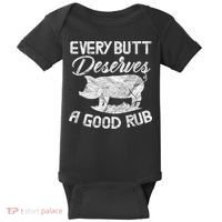 Every Butt Deserves A Good Rub Funny BBQ Baby Bodysuit thumb 0