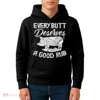 Every Butt Deserves A Good Rub Funny BBQ Kids Hoodie thumb 4