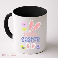 Easter Bunny Ears And Eggs Happy Easter Coffee Mug thumb 0