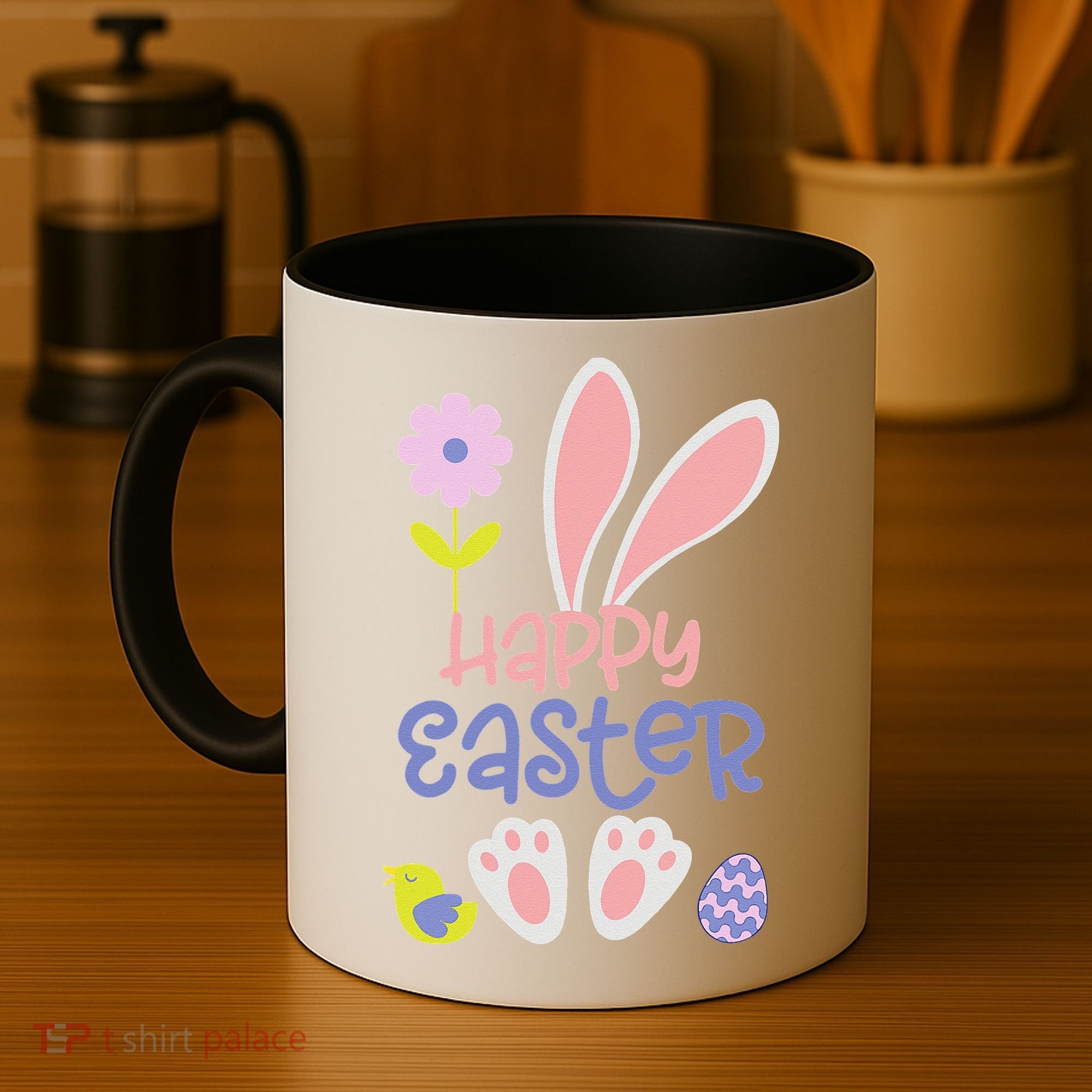 Easter Bunny Ears And Eggs Happy Easter Coffee Mug