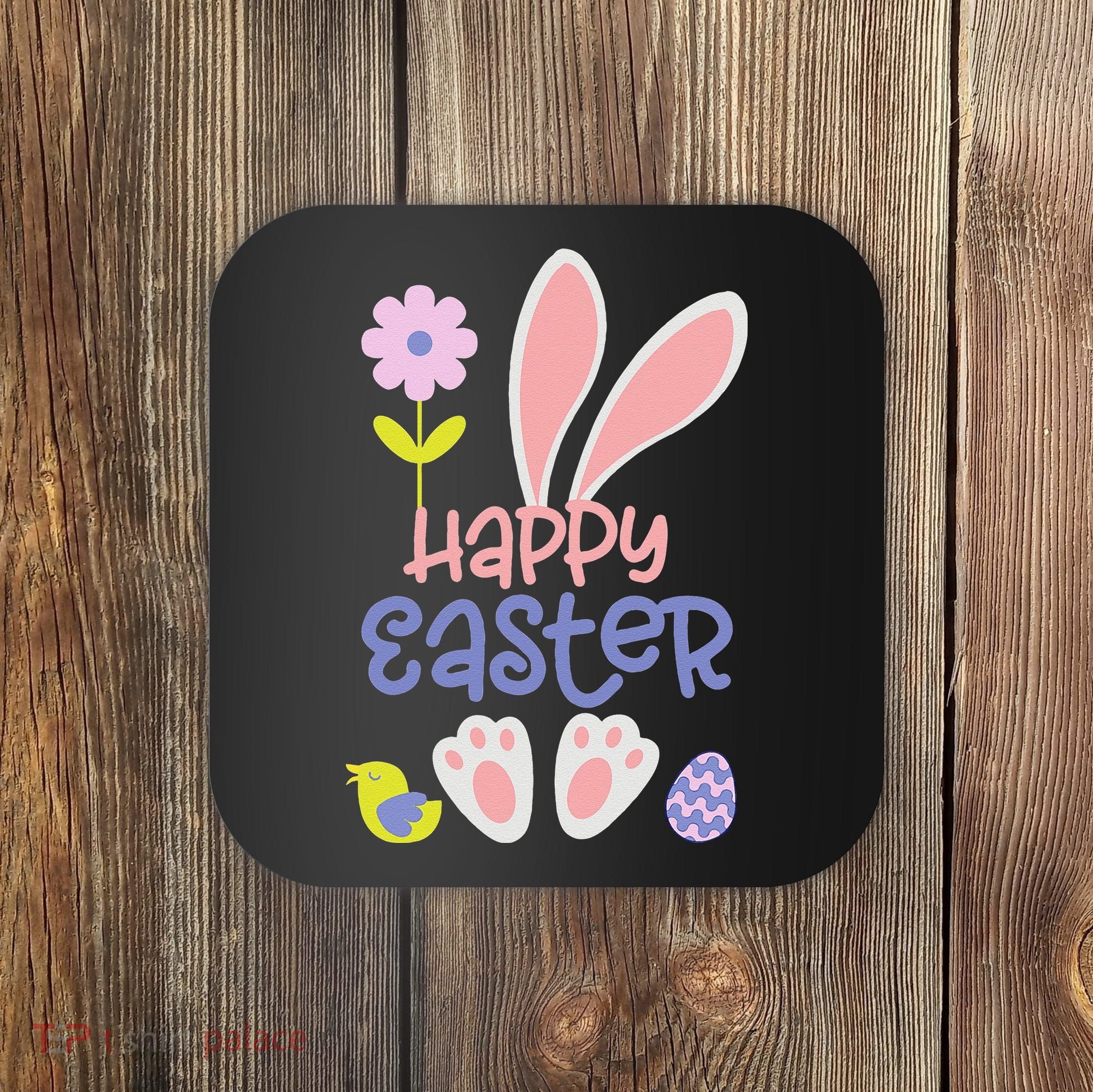 Easter Bunny Ears And Eggs Happy Easter Coaster