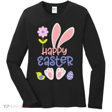 Easter Bunny Ears And Eggs Happy Easter Women's Long Sleeve Shirt