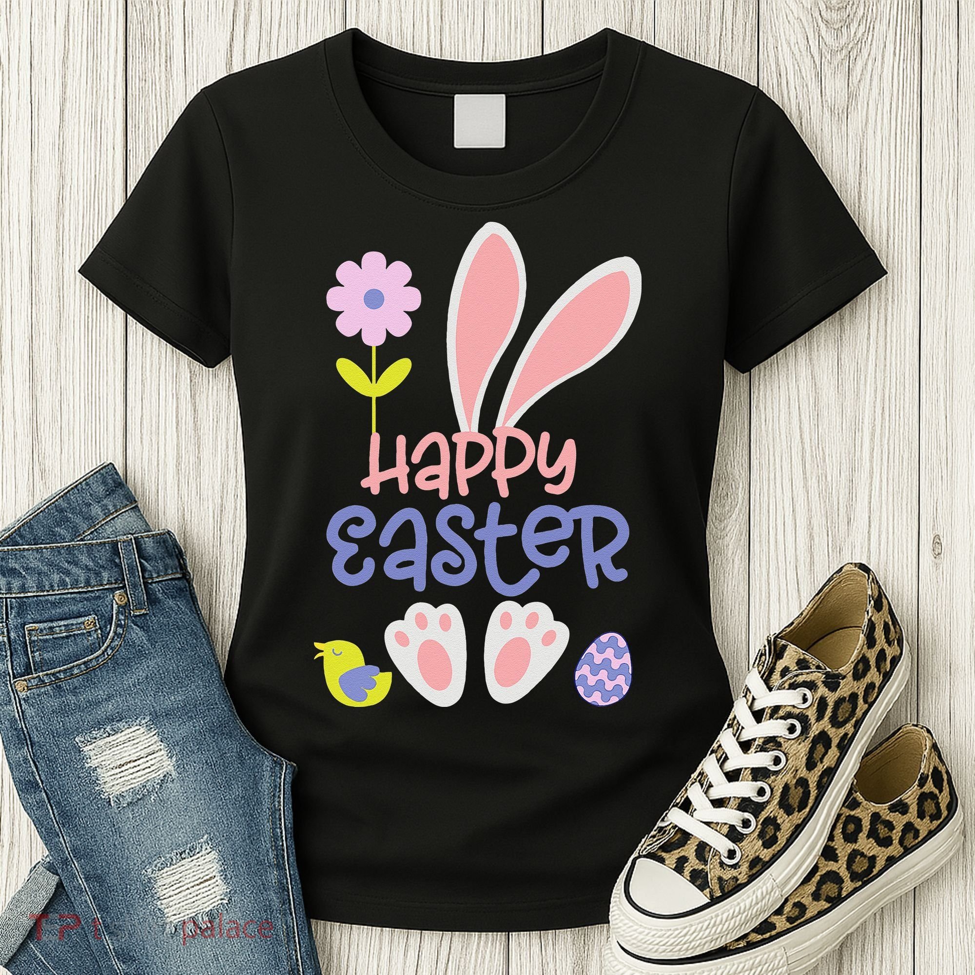 Easter Bunny Ears And Eggs Happy Easter Women's T-Shirt