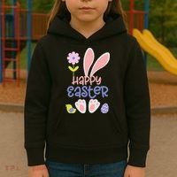 Easter Bunny Ears And Eggs Happy Easter Kids Hoodie thumb 3