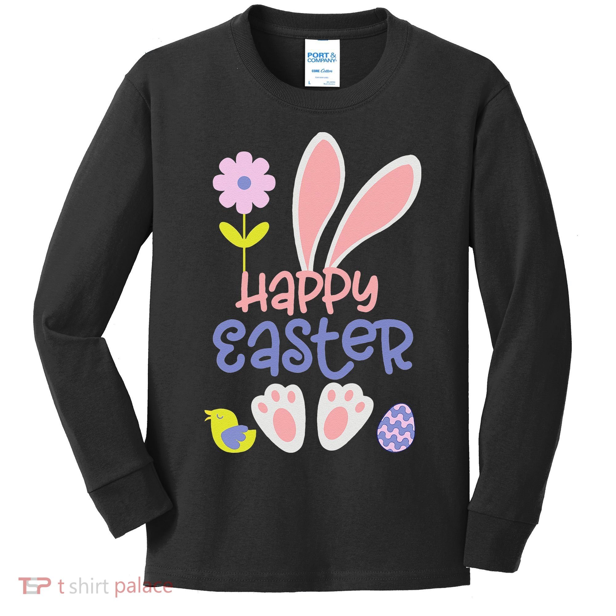Easter Bunny Ears And Eggs Happy Easter Kids Long Sleeve Shirt