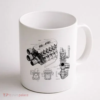 Engine Blueprint Coffee Mug back