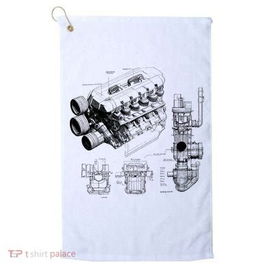 Engine Blueprint Golf Towel