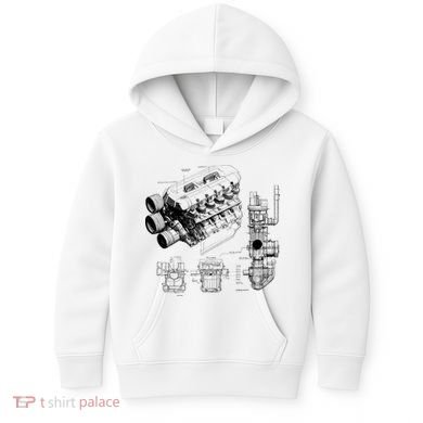 Engine Blueprint Kids Hoodie