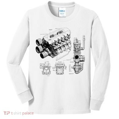 Engine Blueprint Kids Long Sleeve Shirt