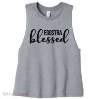 Eggstra Blessed Easter Holiday Women's Racerback Cropped Tank thumb 0
