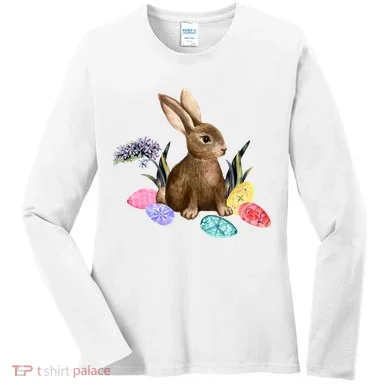 Easter Bunny Egg Spring Holiday Cute Women's Long Sleeve Shirt