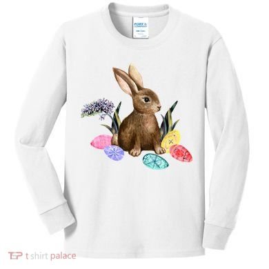 Easter Bunny Egg Spring Holiday Cute Kids Long Sleeve Shirt