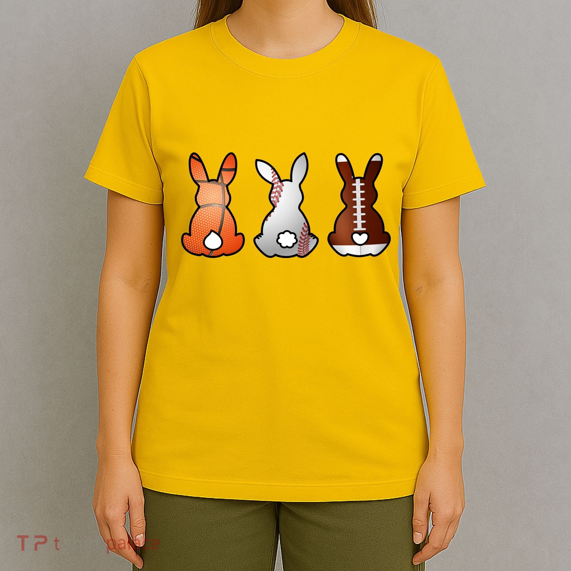 Easter Bunny Football Basketball Baseball Sports Fan T-Shirt