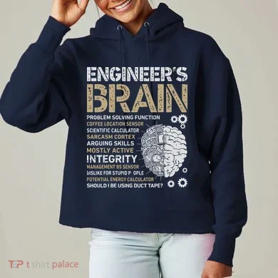 Engineers Brain Funny Process Engineer Men Engineering Gift Ladies Heavyweight Boxy Pullover Hoodie