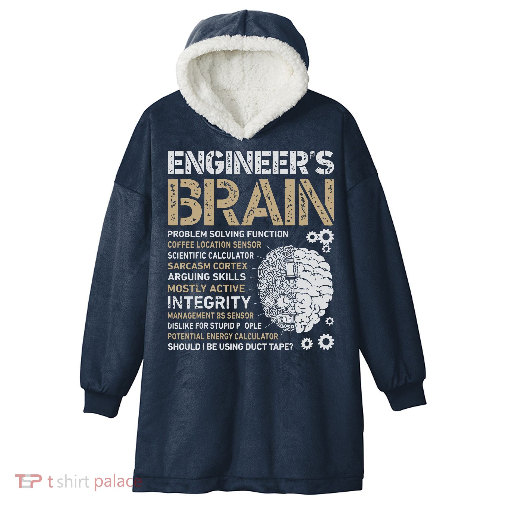 Engineers Brain Funny Process Engineer Men Engineering Gift Hooded Wearable Blanket